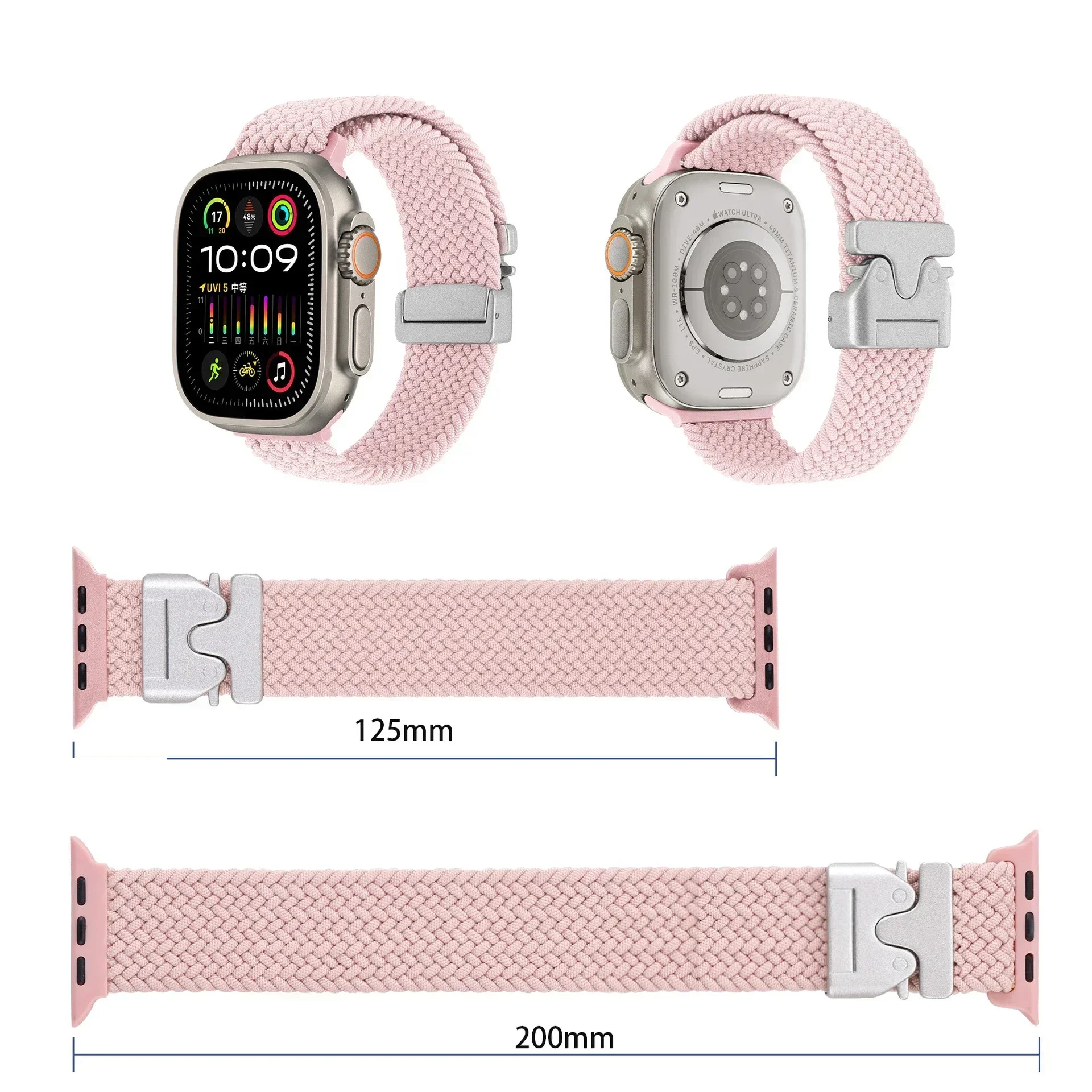 Bracelet tressé en Parachute pour Apple watch Ultra 3/2, 49mm 45mm 42 46mm 41mm 40-44mm, iWatch série 11 10 9 8 SE 5 6 7