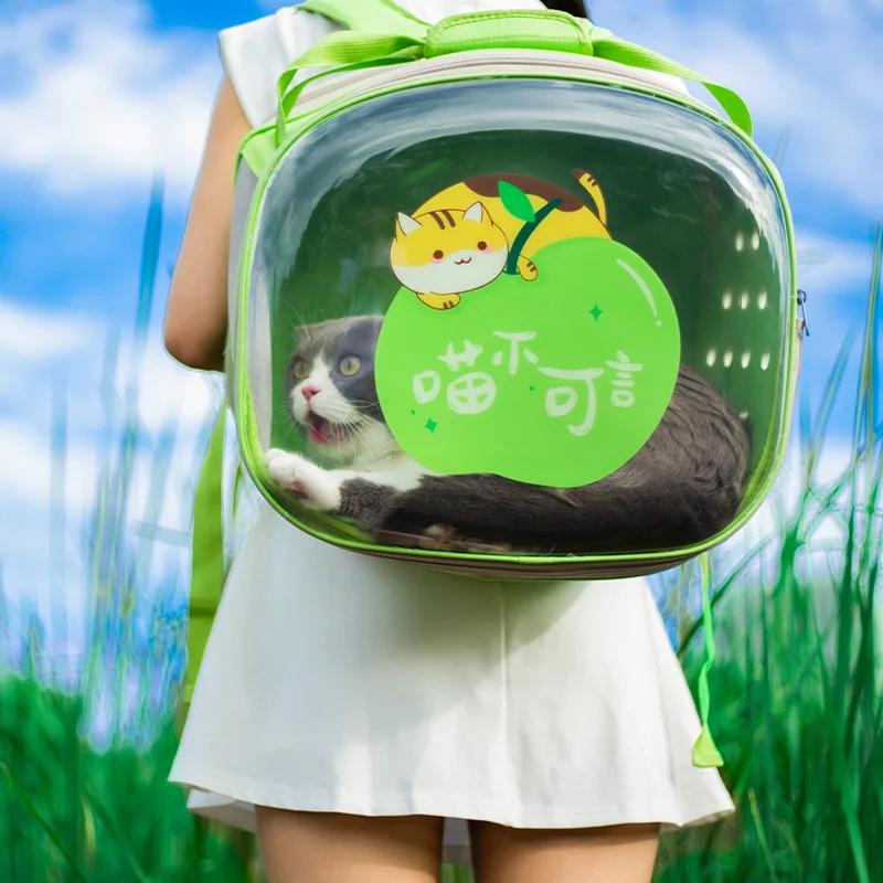 Pet Backpack Cat Carrier Outdoor Travel Handbag Puppy & Kitten Capsule Transparent Portable Breathable Shoulder Strap Bag