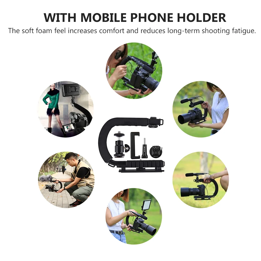 U-shaped Portable C- Cell Phone Stand Camera Equipment Handle Grip Abs Video Action Stabilizing Handheld Stabilizer