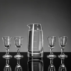 100ml Wine Dispenser Transparent Baijiu Pot Party Luxury Wine Decanter 10ml 4pcs Sets Shot Glass High Footed Small Wine Glass