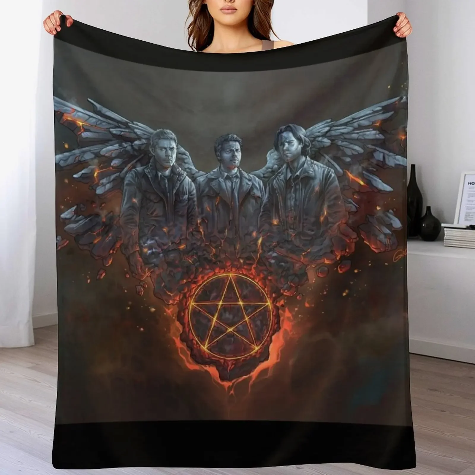

Team Free Will Burning Art Throw Blanket Flannel Fabric Travel Decoratives Furry Blankets