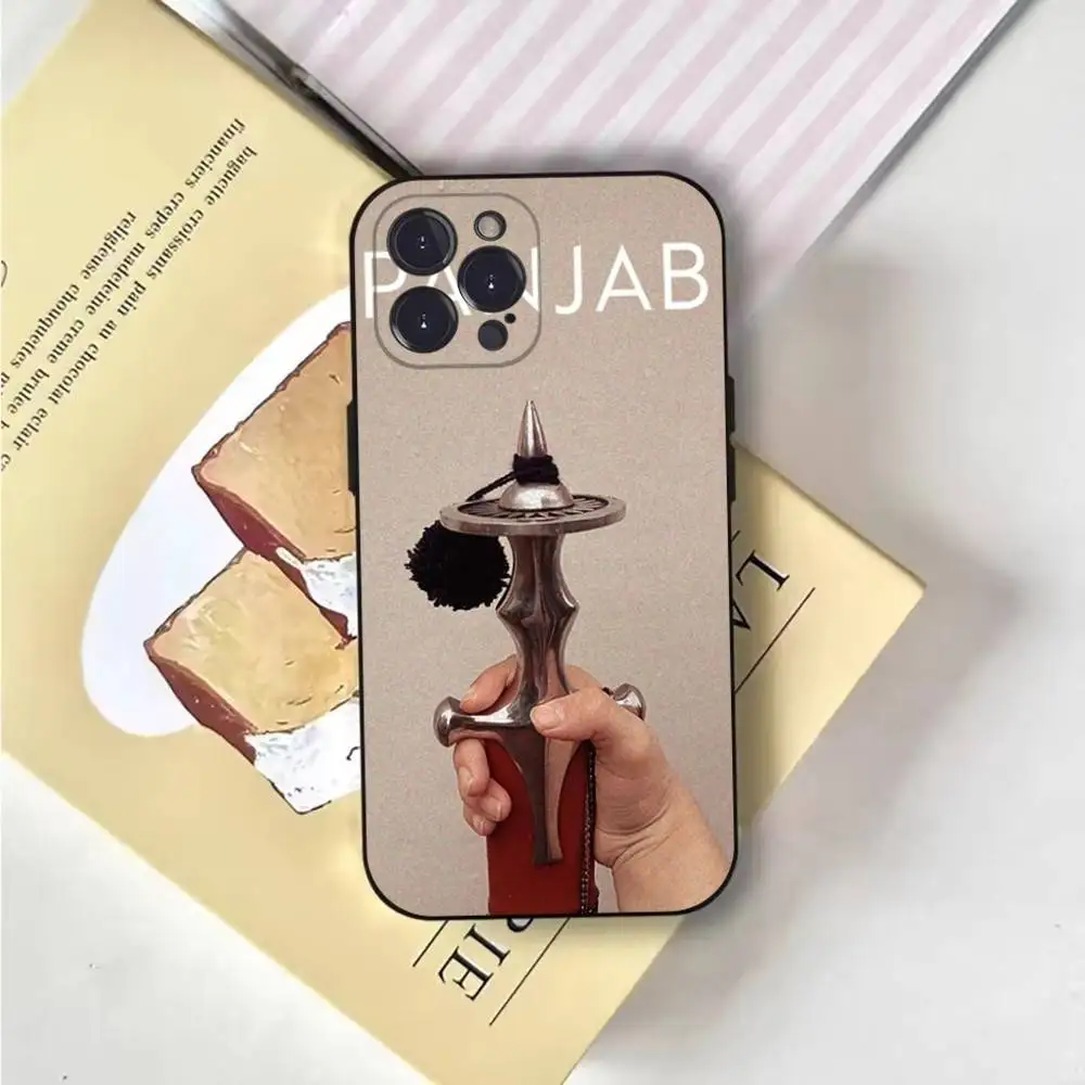 حافظة هاتف بخريطة البنجاب لهاتف آيفون 17,16,15,14,13,12,Pro,Max,Plus,E,SE4,Air,غطاء ناعم أسود صغير