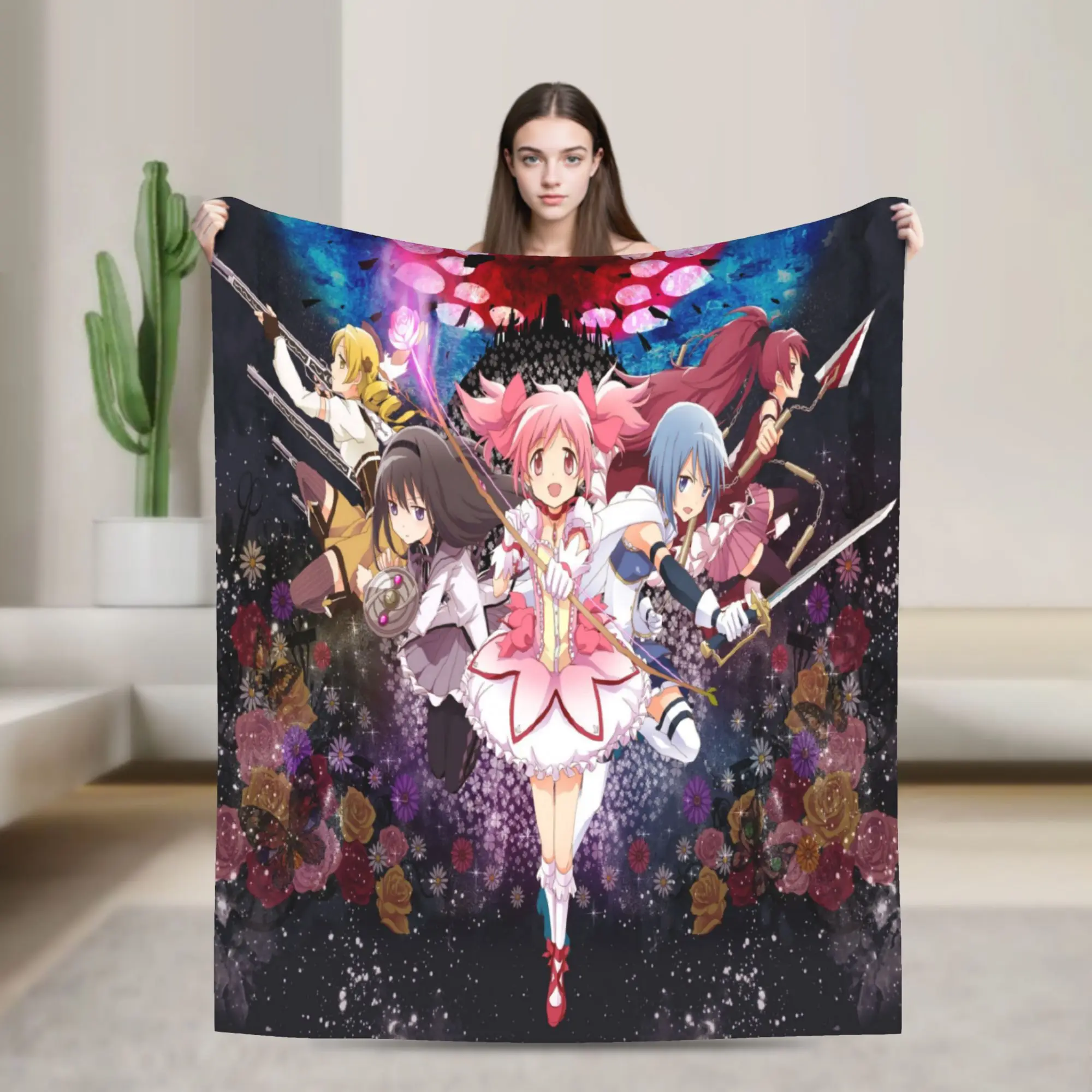 Anime Puella Magi Madoka Magica Merch Blanket Ultra-Soft Flannel  Throw Blanket Relax Rug Piece
