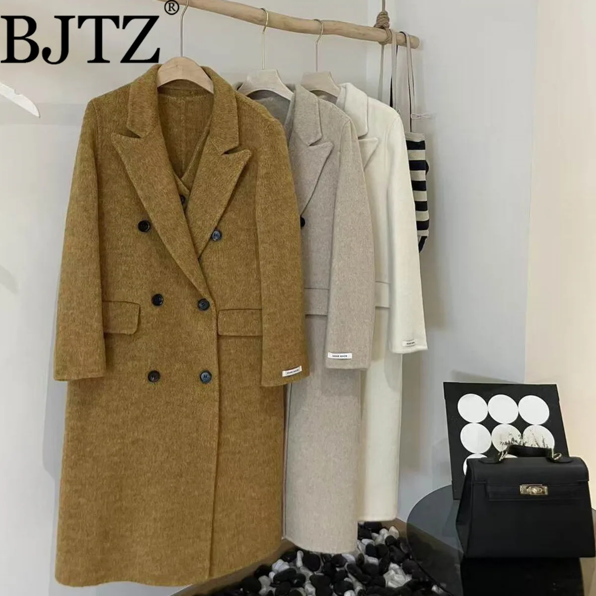 

BJTZ 2025 New Tweed Coat & Vest 2PC Set Double Breasted Lapel Collar Double Faced Wool Luxury Vintage Chic AW25 Winter Outerwear