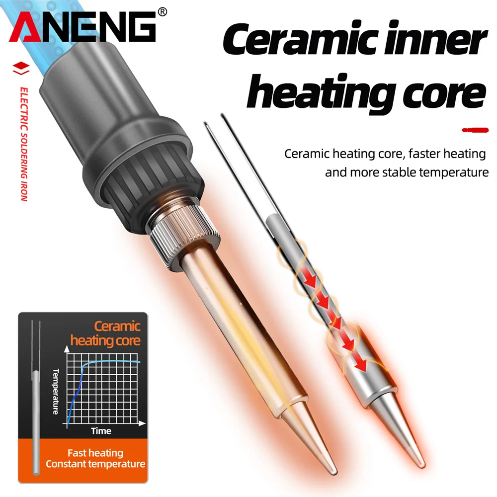 ANENG 60W Electric Soldering Iron SL104 Adjustable Temperature 200-450℃ Ceramic Fast Heating Core Electrician Welding Repair Too