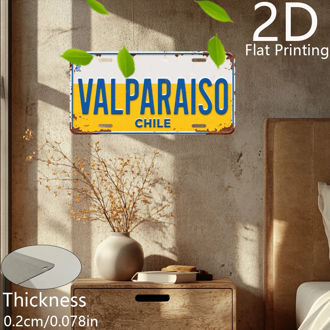 2D Flat Printing, Pack of 1, Vintage Aluminum Plaque, Decorative Plaque And Ornament(120 X 120), Valparaiso Theme, Vintage City