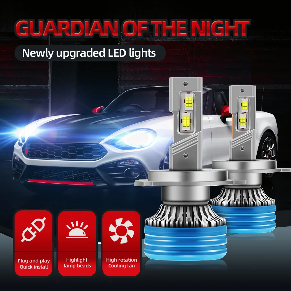 H4 عالية/منخفضة شعاع LED كشافات لمبة 20000LM أنبوب نحاسي واحد لمبات متينة 6000k محرك خارجي لفورد ترانزيت 2007-2013 #2