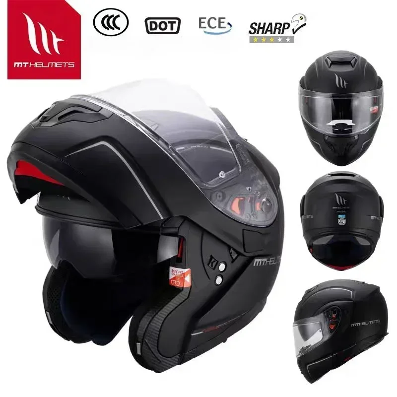 Spain MT ATOM SV Flip Up Motorcycle Helmet ECE DOT Certification Dual Len Off-Road helmet Cascos para motos Capacetes Casco moto