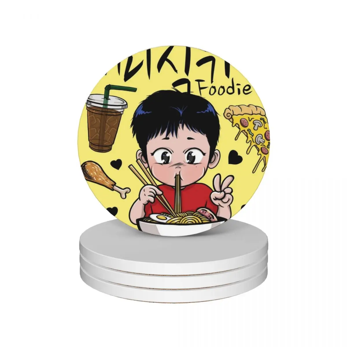 

Foodie Ji Chang Wook Ceramic Coasters (Set of 4) anti slip ceramic stand tea cup holder mug set Coasters