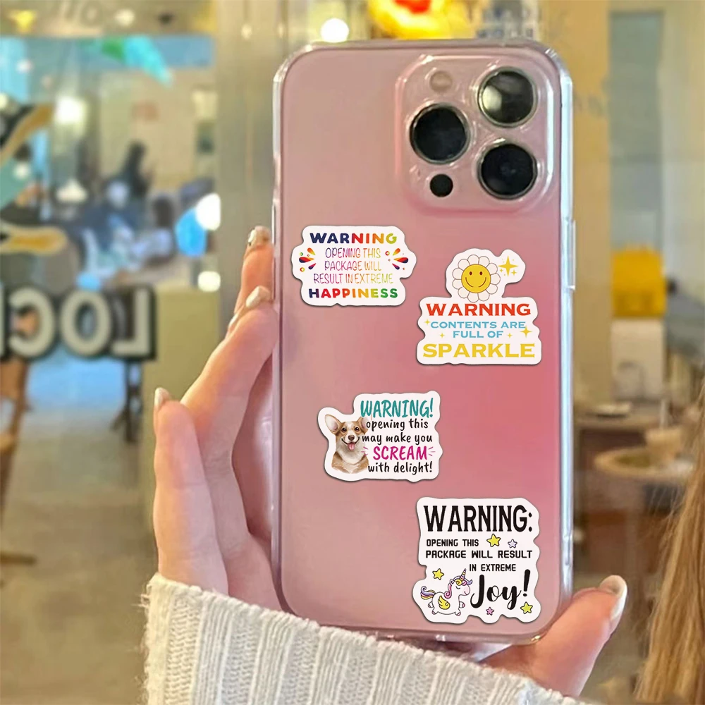 500PCS Warning Slogans Scroll Sticker Individual Creative Warning Decorative Sticker Sticky Note Sticker Seal