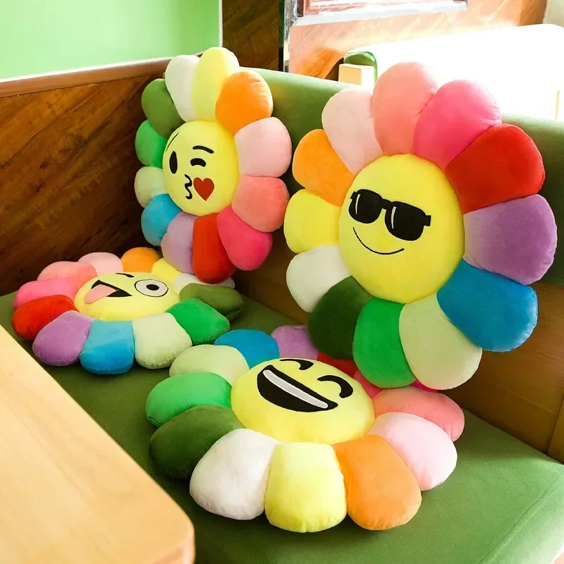 Colorful Sunflower Plush Pillow Soft Flower Cushion For Office Desk Chair Floor Mat Perfect Holiday Gift