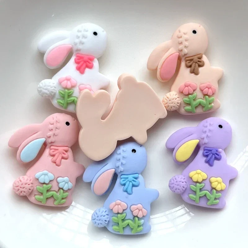 Cute bunny resin back flat diy jewelry making hairpin decorative accessories for phone case decoration  crafts 5pcs/lot