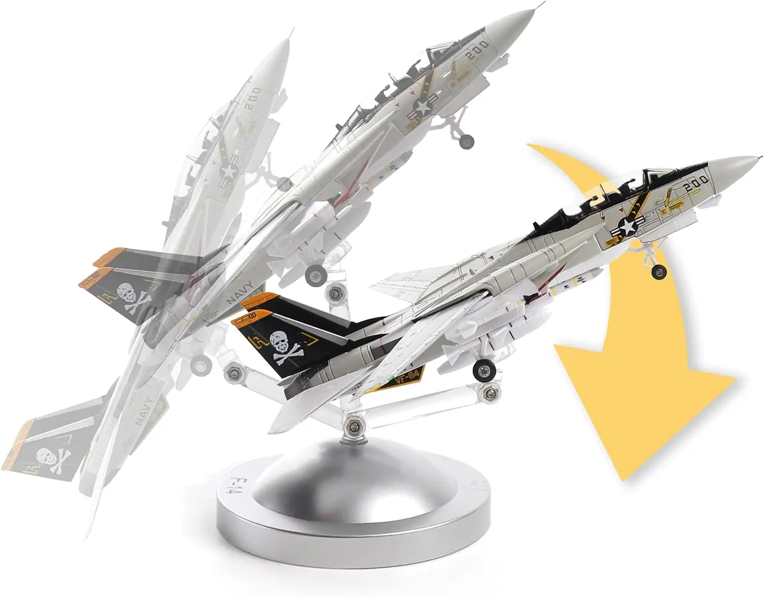 F-14A Tomcat 1/100 Metal Airplane Model Kits with Stand VF-84 Jolly Rogers DieCast Alloy Fighter Model Jet Replica Pre-Build Mil