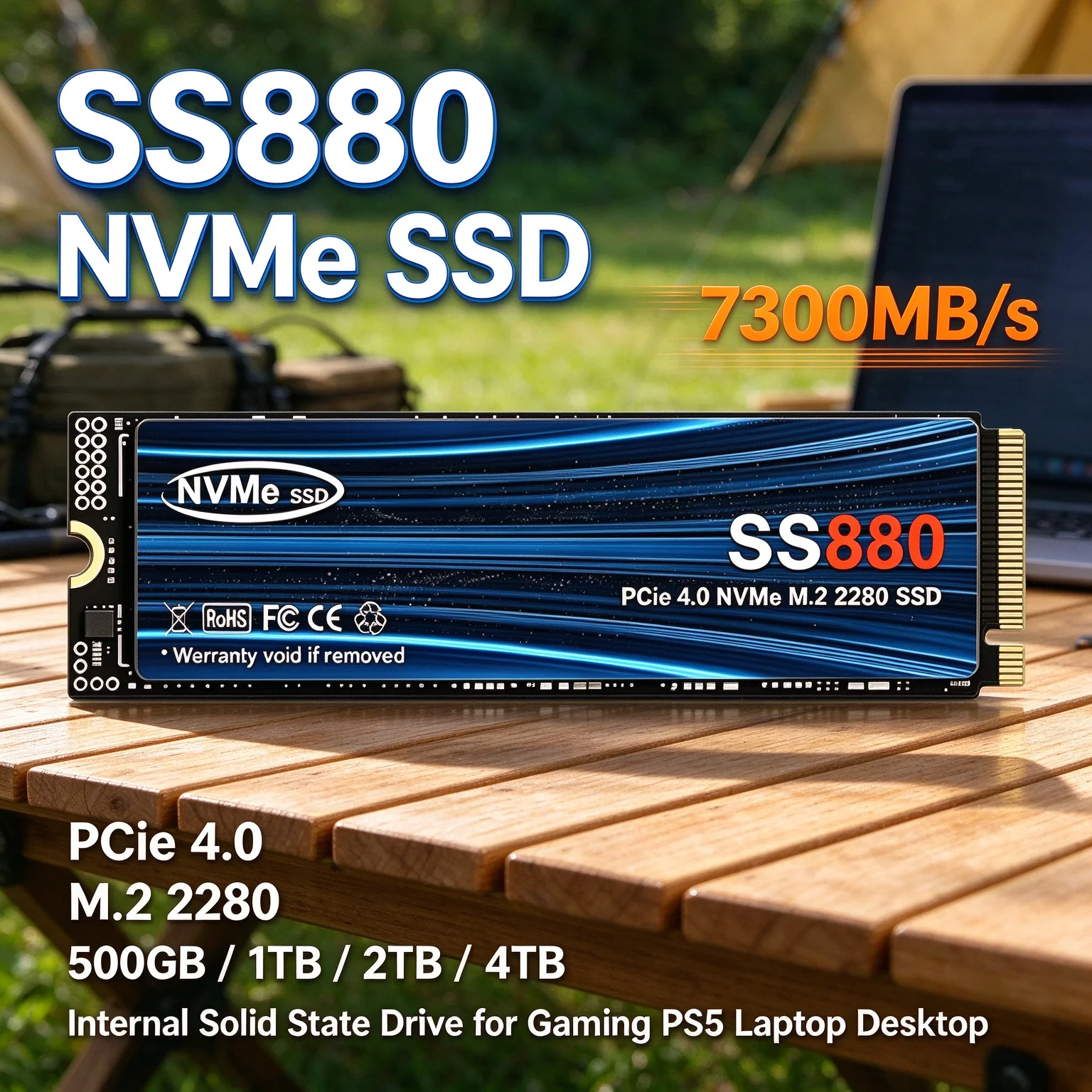 4TB 7300MB/s SS880 NVMe SSD PCIe 4.0 M.2 2280 Reliable Stable Built to Last Internal Drive PS5 Desktop Laptop Easy Install