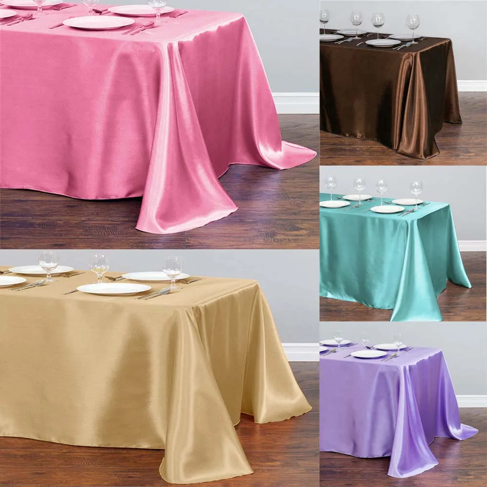 Rectangle Satin Tablecloth 145x275cm Table Covers for Wedding Restaurant Banquet Event Party Dining Table Cloth Decoration