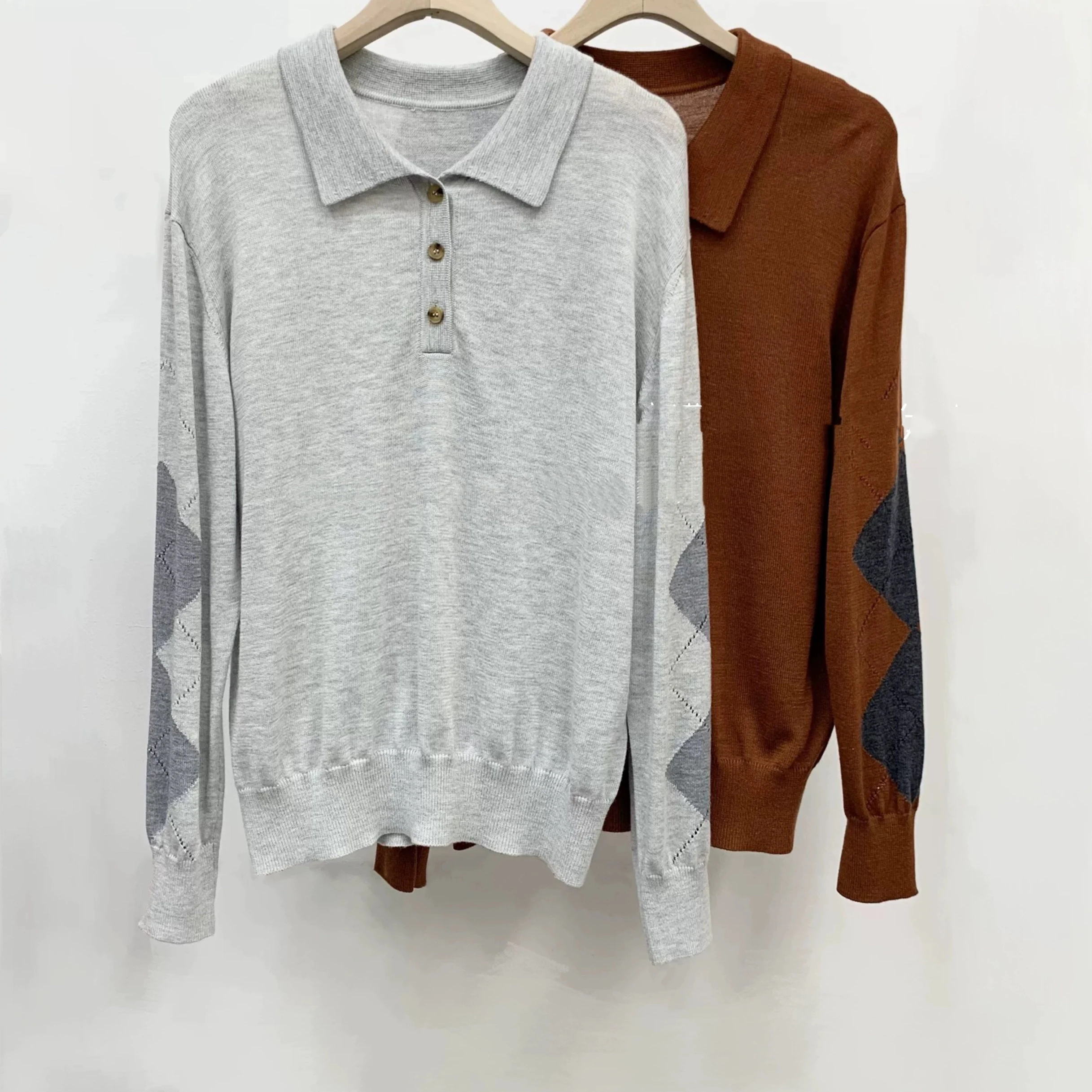 Ca25 秋ニット irt レモンチーズ ルーズ ロング Sve ターンダウンカラー 多用途 カジュアル Sle レディース ファッション