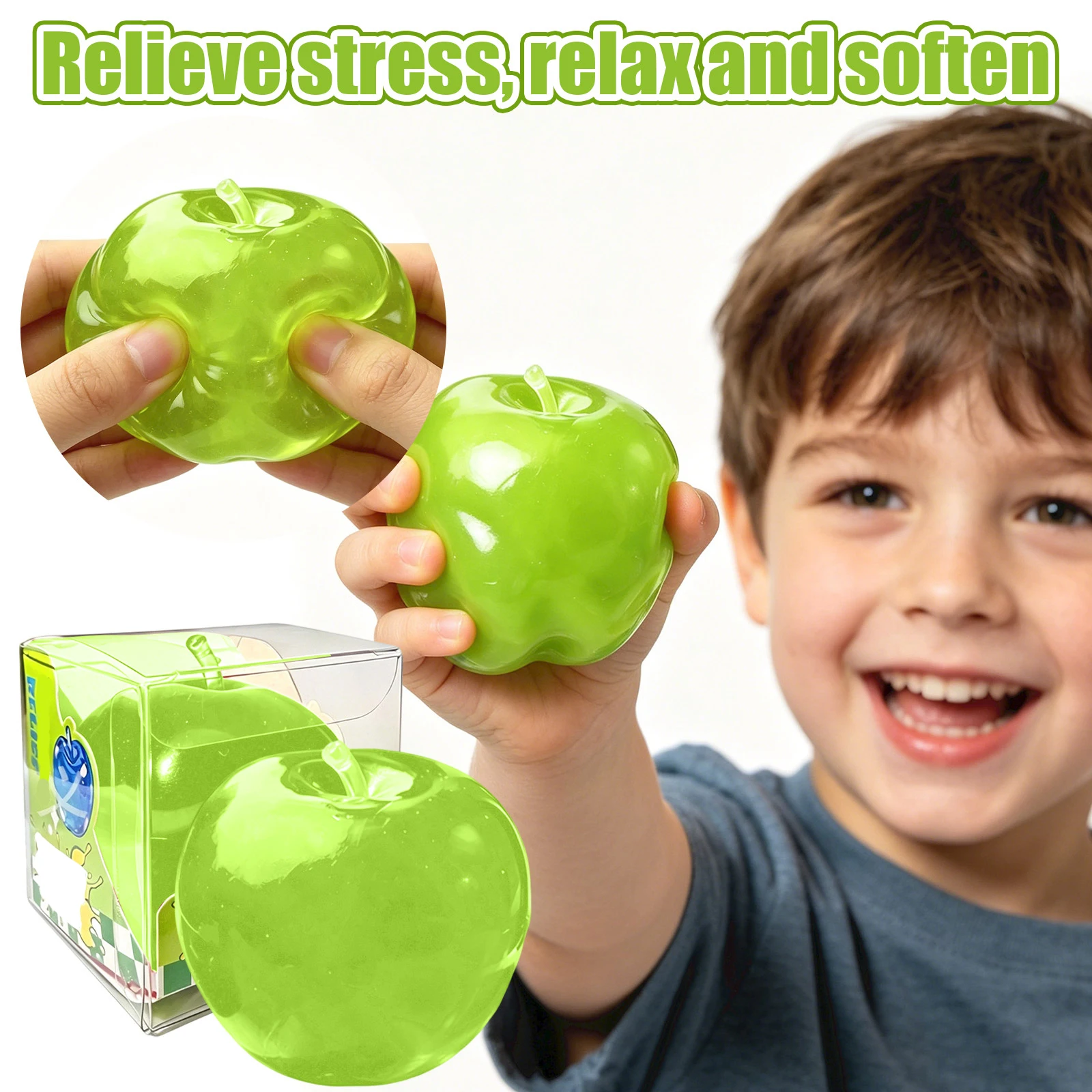 

Small 6cm Green apples Stress Ball Toy Soft Slow-rebound Squeeze Toys Cute Delicate Decompression Toy Gift Suitable For Adults