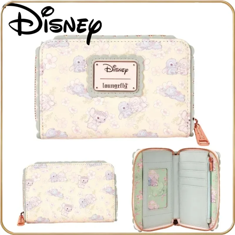 

New Cartoon Wallet Disney Stitch & Angel Cute Sakura Zipper Wallet Purse Clutch Women Adult Card Bag Gift