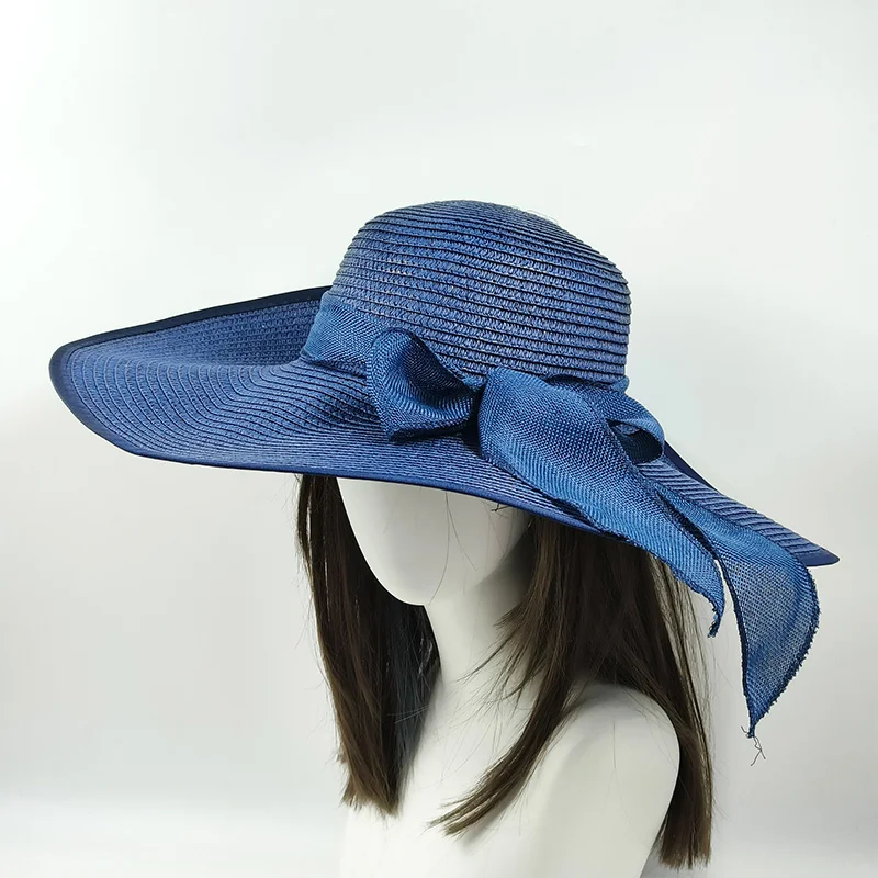 wide brim Straw Hat for Women Wholesale female dome straw hat visor foldable beach hat lady sun hat summer French retro topper