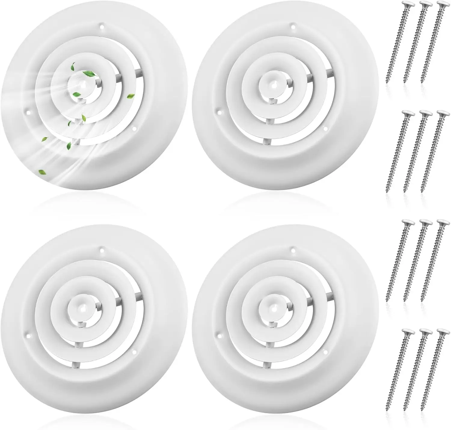 

6 Inch Round Vent Cover, White Ceiling Diffuser with Screws for HVAC Duct Replacement in Home Office Kitchen