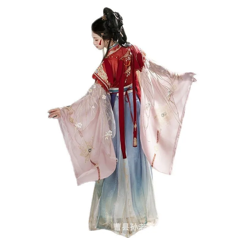 A new Hanfu women's style dress with heavy embroidery and large sleeves
