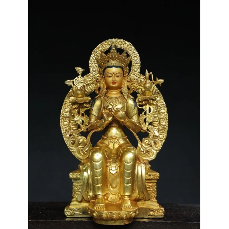 

18.9" China old Tibetan Buddhism temple Bronze gilt Maitreya Bodhisattva statue