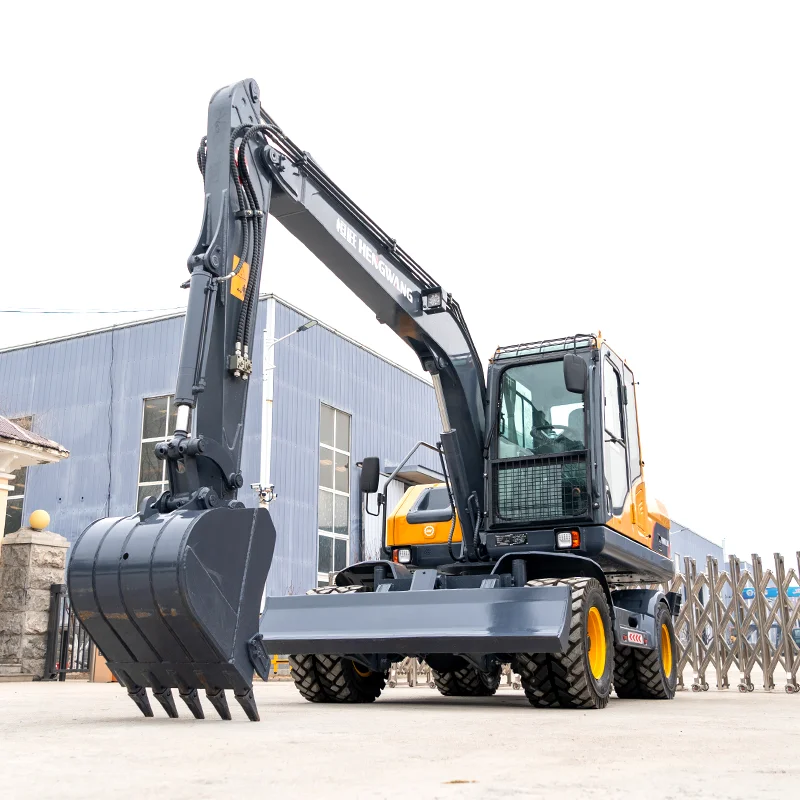 Sales Wheeled Excavator 9 Tons Heavy Machinery Equipment Diesel Backhoe Excavator Construction Trenching Support Customization