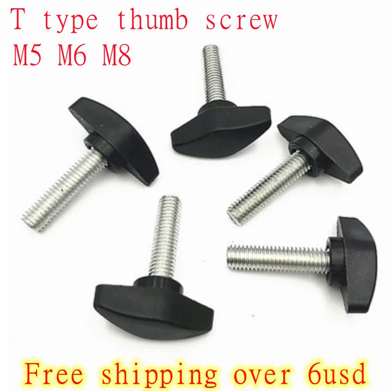 2-5pcs/lot m5 M6 M8 36#  T type wing Nylon Plastic Head Handle Thumb Screw Bakelite Bolt