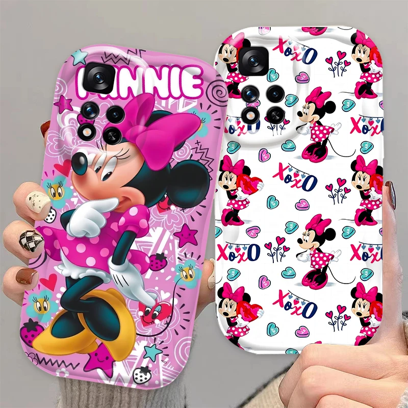 Disney Minnie Pink For Xiaomi Redmi Note 13 12 12S 11S 11 10 9 8 10A 9C 9T Pro Plus 5G Wave Oil TPU Phone Case