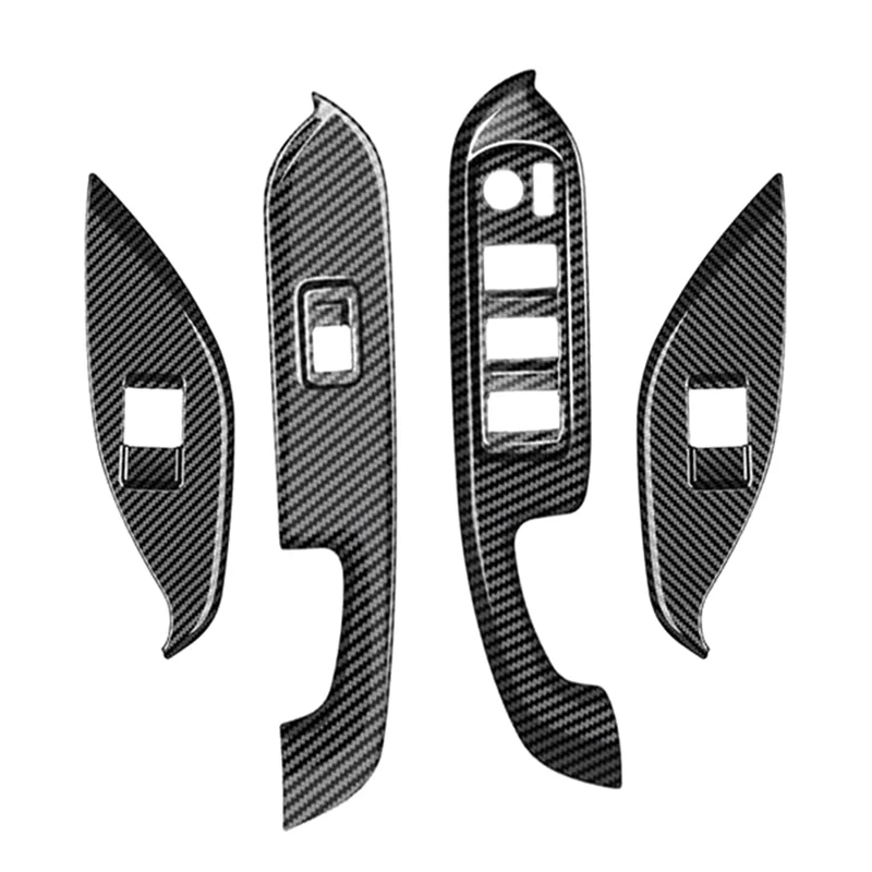 Car Window Glass Lift Switch Button Panel Cover Trim Sticker ABS Carbon Fiber Door Armrest RHD For Toyota Voxy 2022