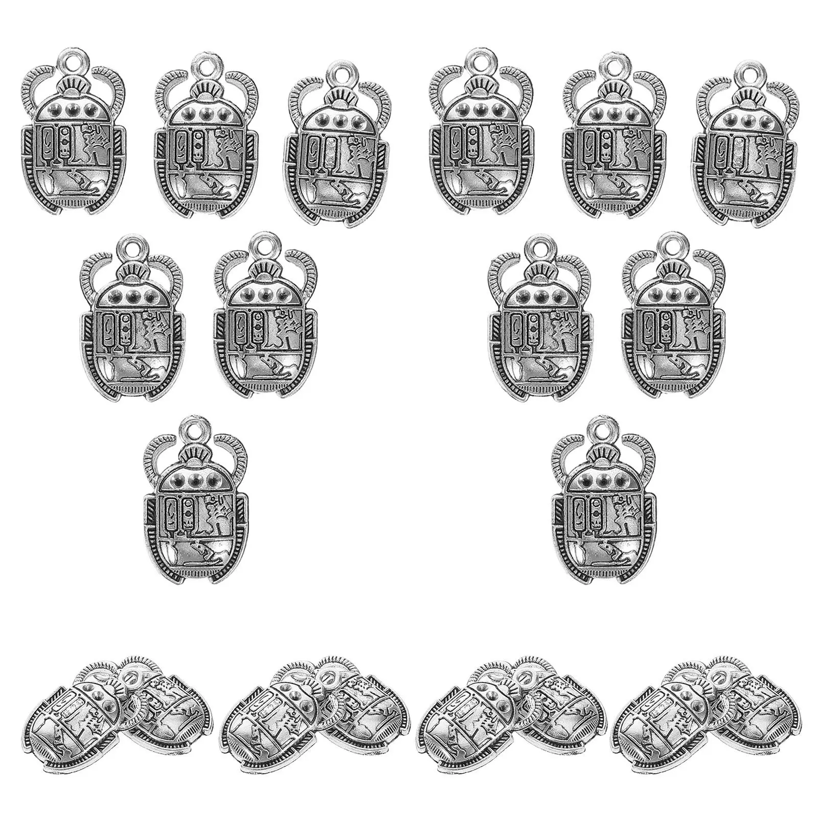 

20 шт. винтажных подвесок-талисманов в виде египетского жука с кристаллами, амулеты-скарабеи, компоненты для изготовления ювелирных изделий своими руками, серебристый оттенок