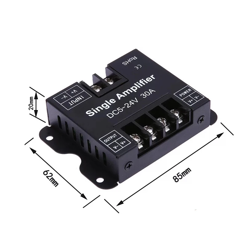 Single Color LED Dimmer PWM Lamps Controller Signal Amplifier DC 5V 12V 24V 30A Repeater Expander for 5050 2835 COB Strip Lights