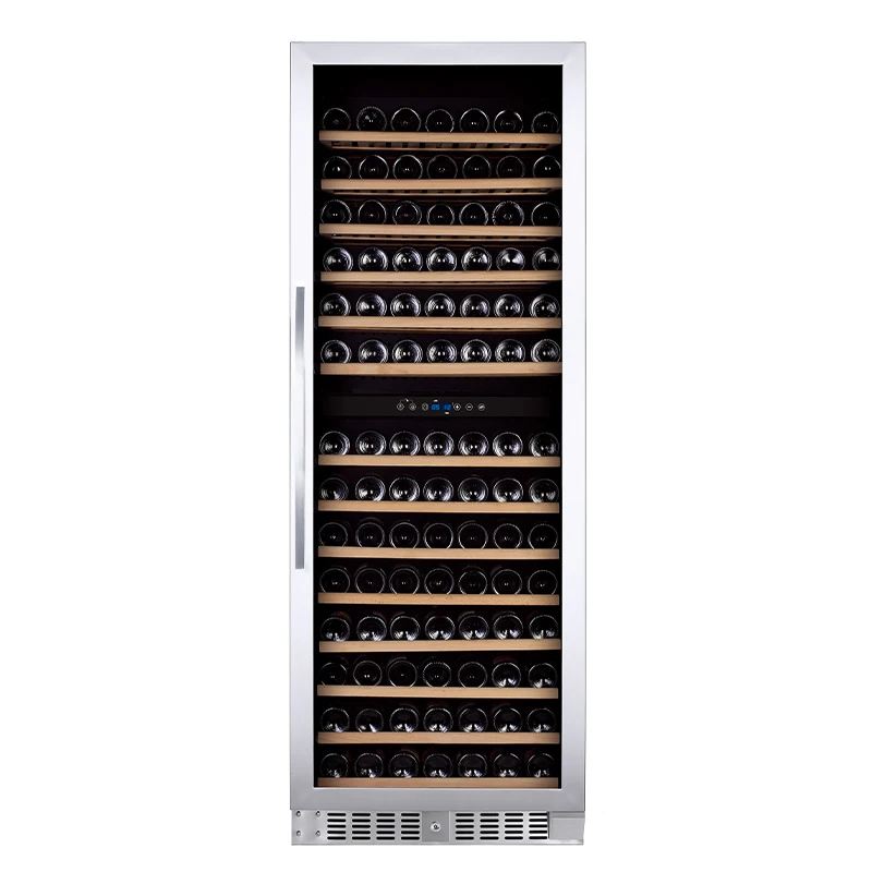 

Vinopro Electric 181 Bottle Wine Cooler Large Double Zone 490L Whiskey Wine Cooler Stainless Steel Wine Cabinet