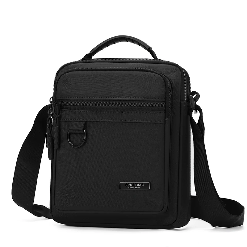 

Men's Retro business casual adjustable shoulder bag - black, multi compartment, zipper pocket, compact design, suitable for dail