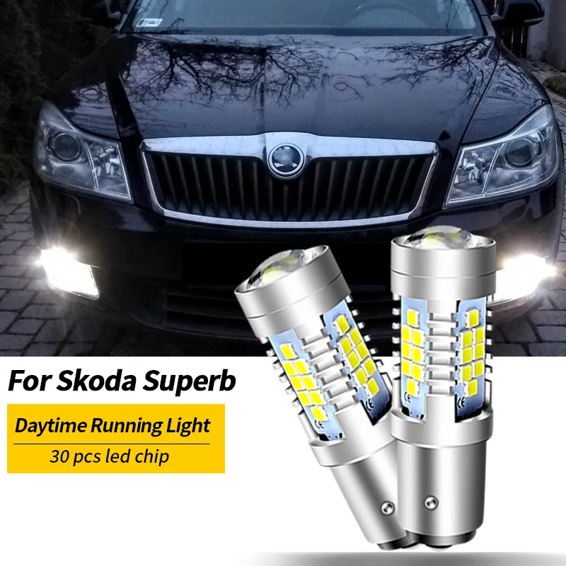2szt. 3600LM Canbus P21W 1156 BA15S Żarówka LED do Skody Superb Octavia 2 FL 2010 2011 2012 2013 Światła do jazdy dziennej LED DRL Lampa