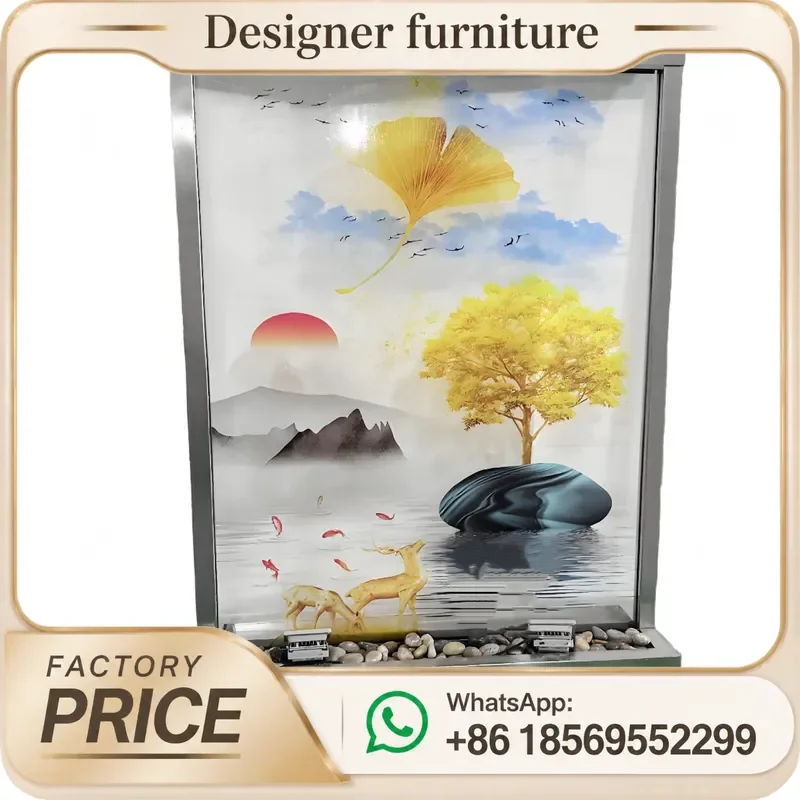 Indoor Outdoor Home Decoration Printed Glass Waterfall Wall Water Feature Landscape Pattern Room Divider Wedding Birthday
