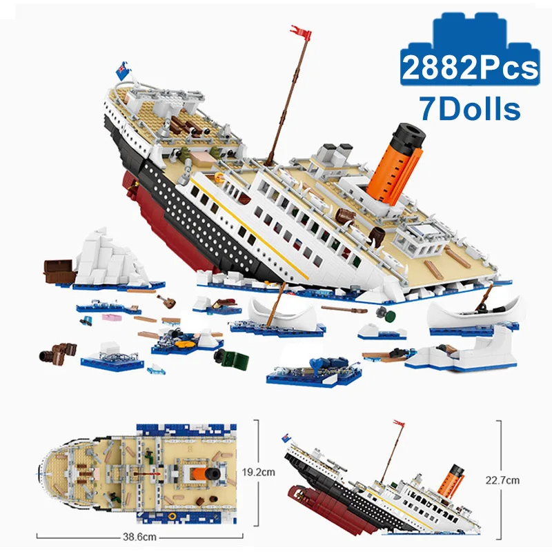 

Creative Micro Titanic Large RMS Cruise Ship Model Building Blocks City Movie Steamship Diamond Bricks With Figure MOC Toys Gift