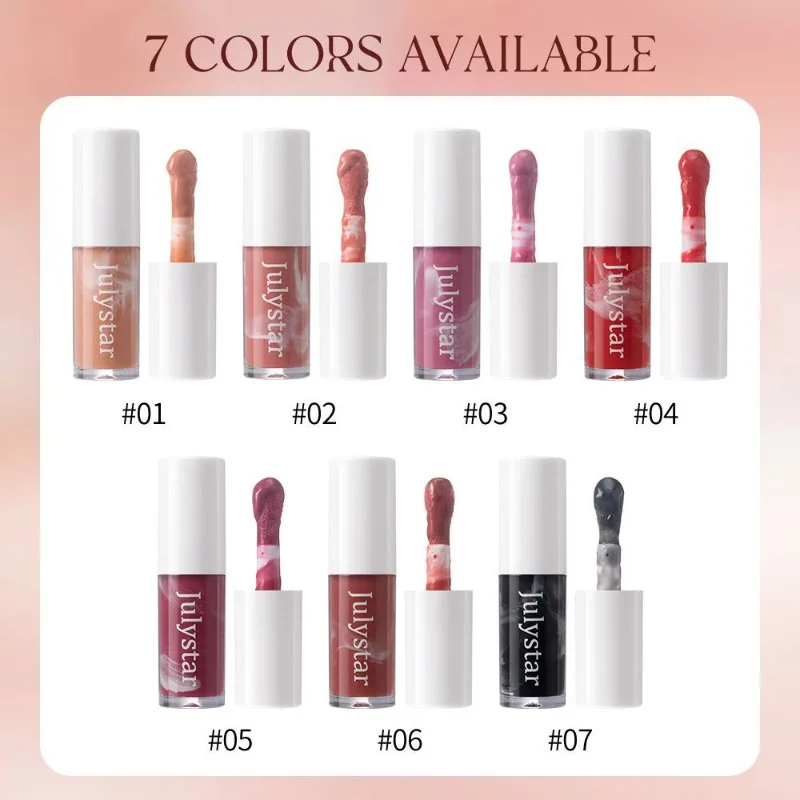 4,8 ml Water Light Jelly Gloss Spiegel-Lippenöl, Marmormuster, feuchtigkeitsspendende und feuchtigkeitsspendende Lippenglasur, klares, feuchtigkeitsspendendes Make-up