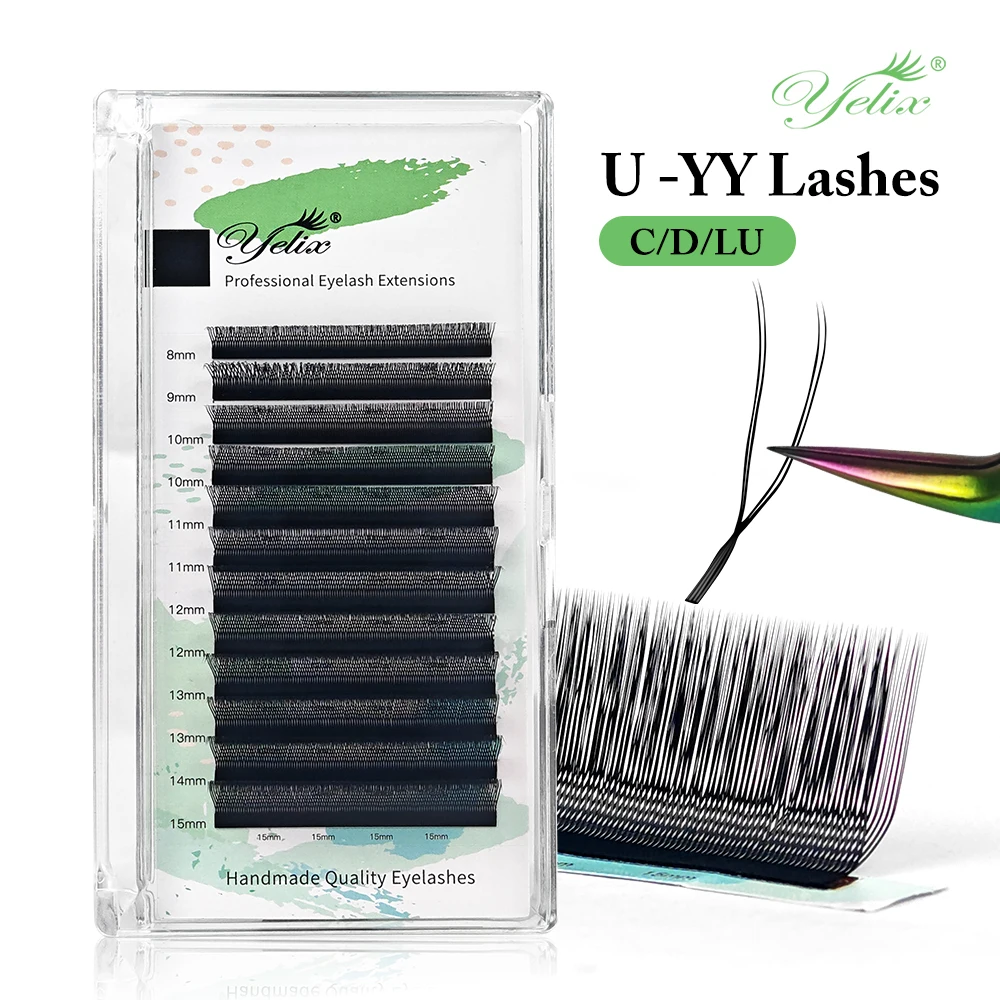 Yelix U-shaped YY Eyelash Extension Premium Double Layer U Sahpe YY Lashes Ultra Natural Soft Eyelashes