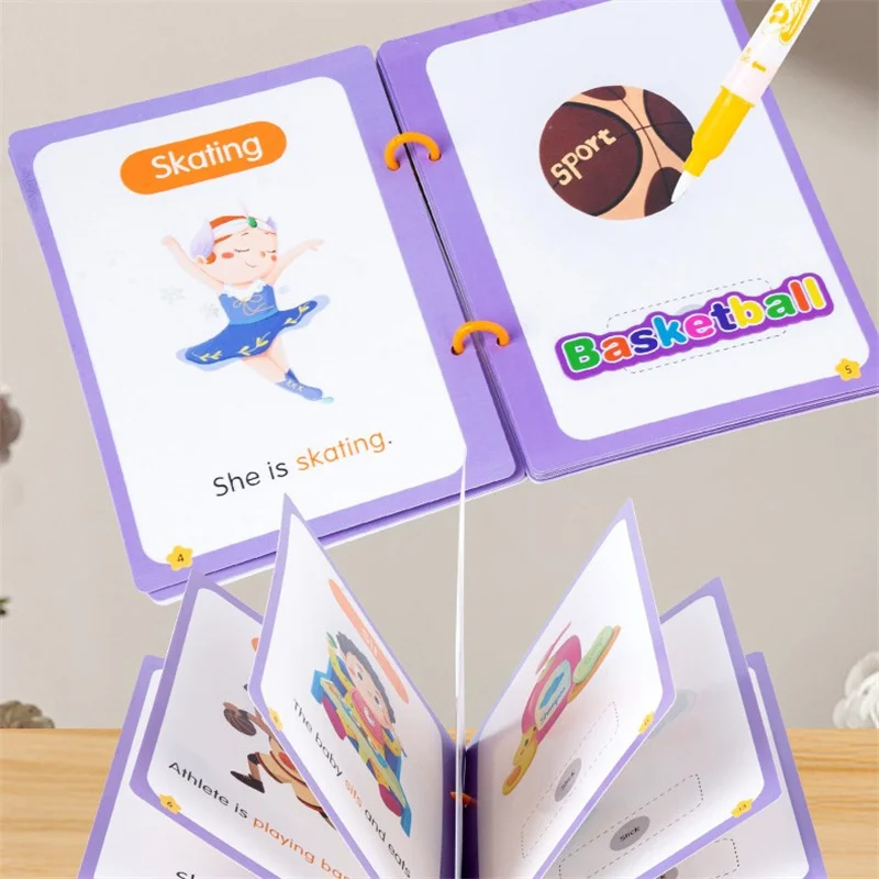 Livre d'eau d'autocollant de bulle réutilisable pour les enfants, ensemble d'art de gribouillage de Cognition correspondant, jouet éducatif d'apprentissage précoce