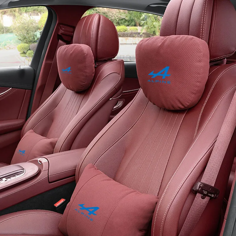 ل جبال الألب جبال الألب A110 الأزرق ملصق الشعار اكسسوارات أجزاء سيارة الرقبة مسند الرأس وسادة مقعد قطني العمود الفقري حماية #2