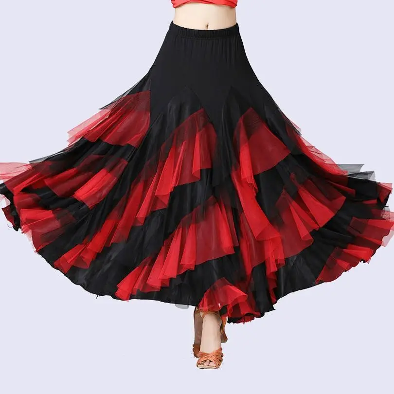 

New Modern Dance Full-Skirted Ballroom Dress Waltz Dress Square Dance Skirt Performance Competition Costume Pleated Skirt