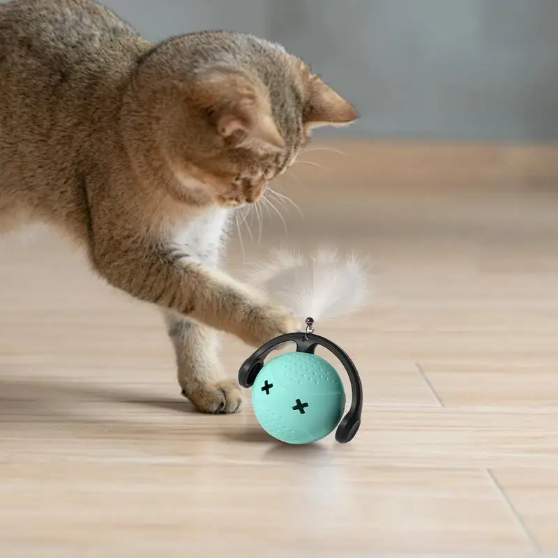 Pelota interactiva con forma de auriculares para perros y gatos, pelota giratoria que rebota, resistente al agua para cachorros, pelota para mascotas con luces