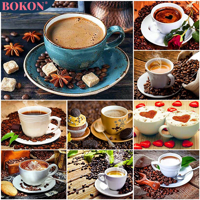 

5D Diamond Painting Coffee Embroidery Modern Coffee Scenery Diamond Cross Embroidery DIY Diamond Mosaic Home Decoration
