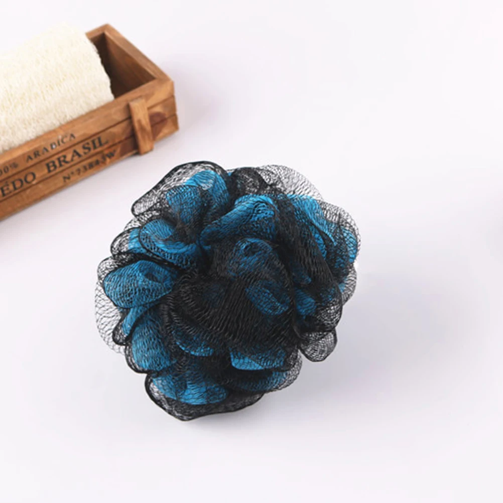 

4pcs Large Shower Ball Bath Ball Double Color Mesh Sponge Mesh Pouf 50G(Black Blue + Black Yellow + Black Green + ）
