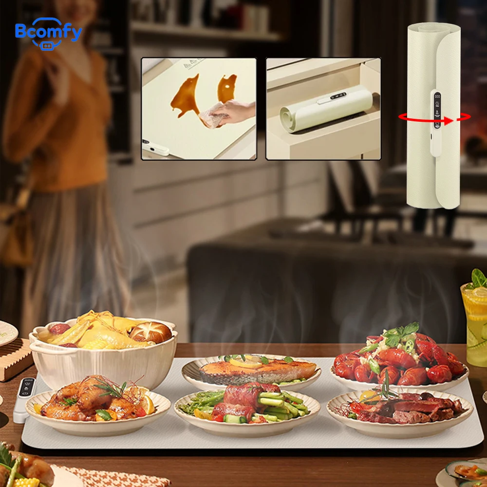 

Electric Food Warmer Mat Portable Foldable Silicone Warming Tray 6 Tem Setting Full Surface Fast Heating Food Warmer Plate