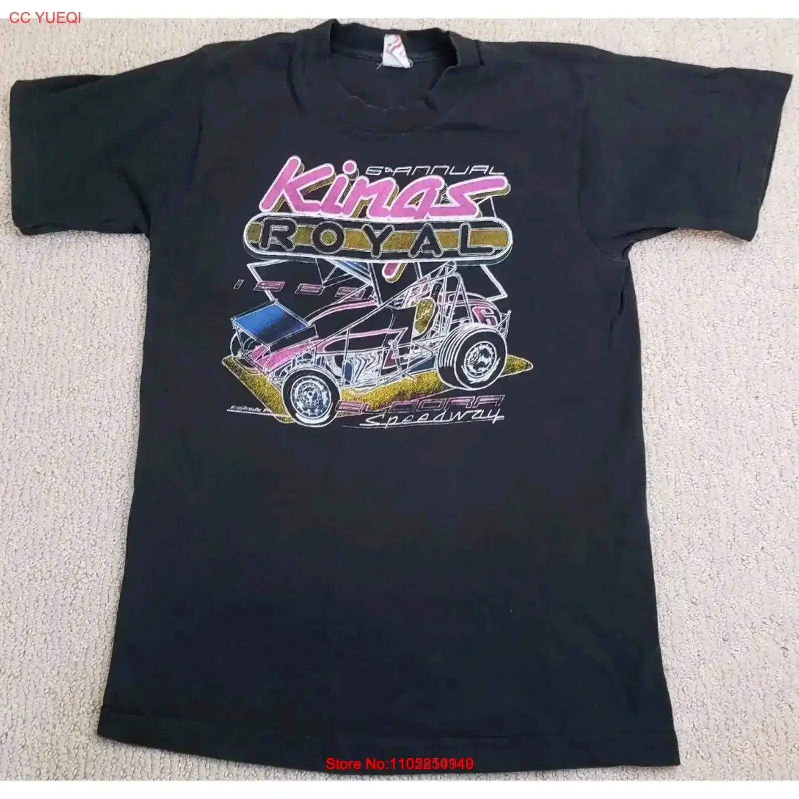 Vtg 1989 6th Annual Kings Royal Sprint Car Eldora Speedway Event T Shirt vintage Washed Casual graphic Versatile Slightly homme