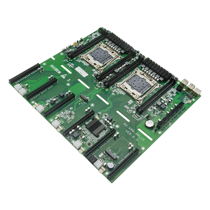 Placa base de ordenador para estación de trabajo, placa base de alta calidad Dual Xeon E5 LGA2011-3, LAN única 8 DDR4 SATA M-SATA 6 GPU PCI-E M.2