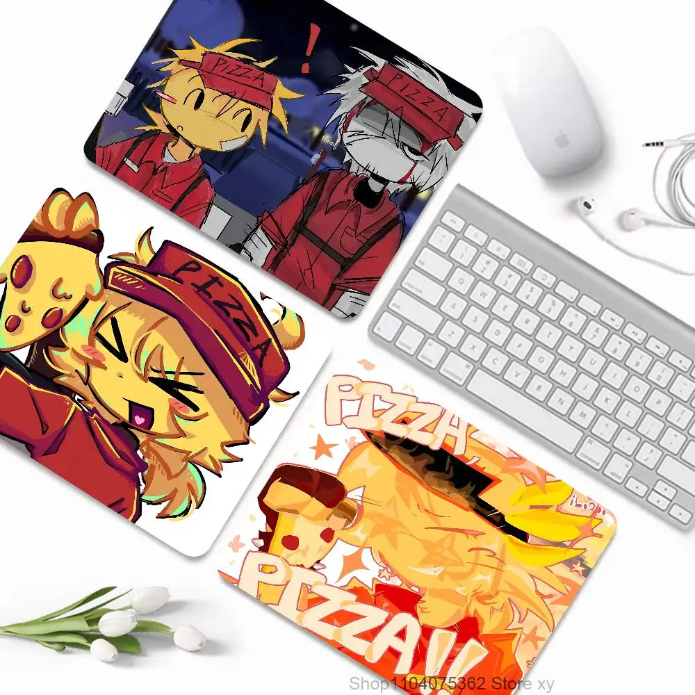 E-Elliot Anime Pizza Mousepad Small LockEdge Mouse Pad For Gamers Computer Desk Pad Rectangular Anti-slip Rubber