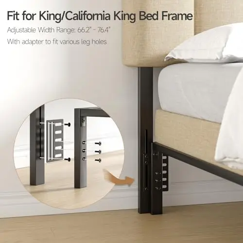 Adjustable Headboard for King/California King Size Bed Frame, Linen Fabric Bed Headboard with Storage & RGB LED Light - view 5